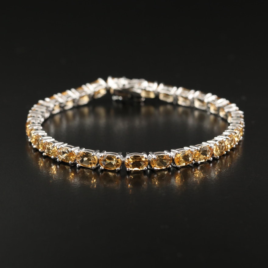 Sterling Citrine Line Bracelet