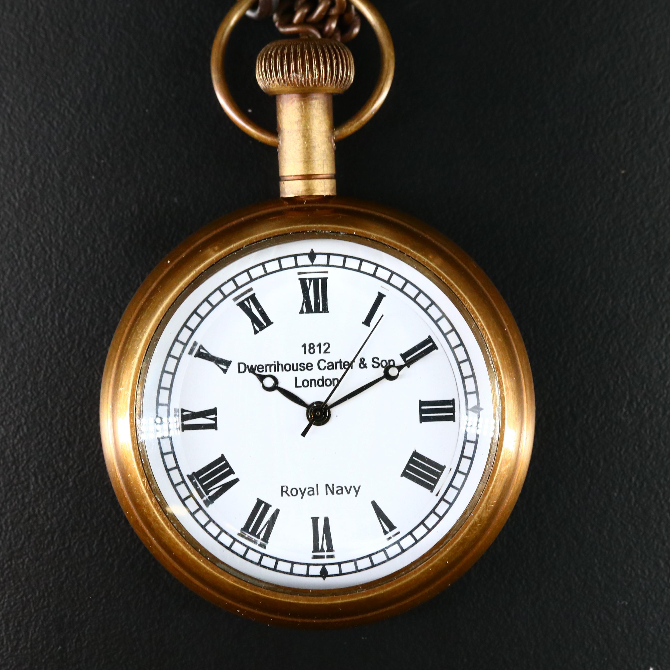 Dwerrihouse Carter & Son Royal Navy Novelty Brass Pocket Watch