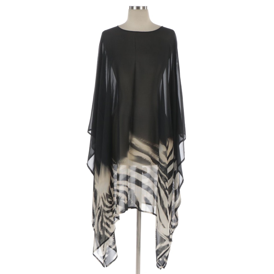 Eskandar Caftan Dress in Zebra Print Silk