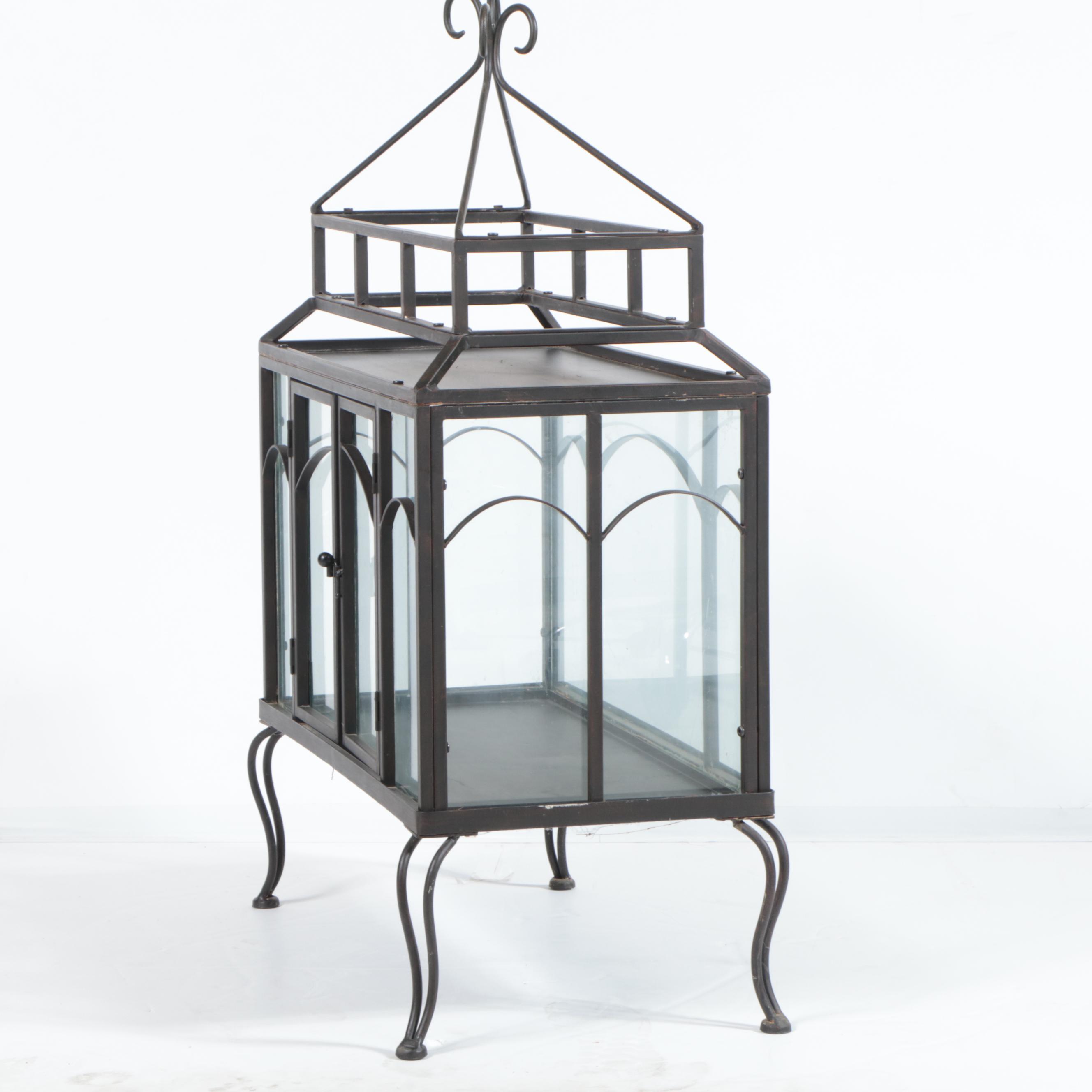 Wrought Iron and Glass Terrarium, Late 20th Century