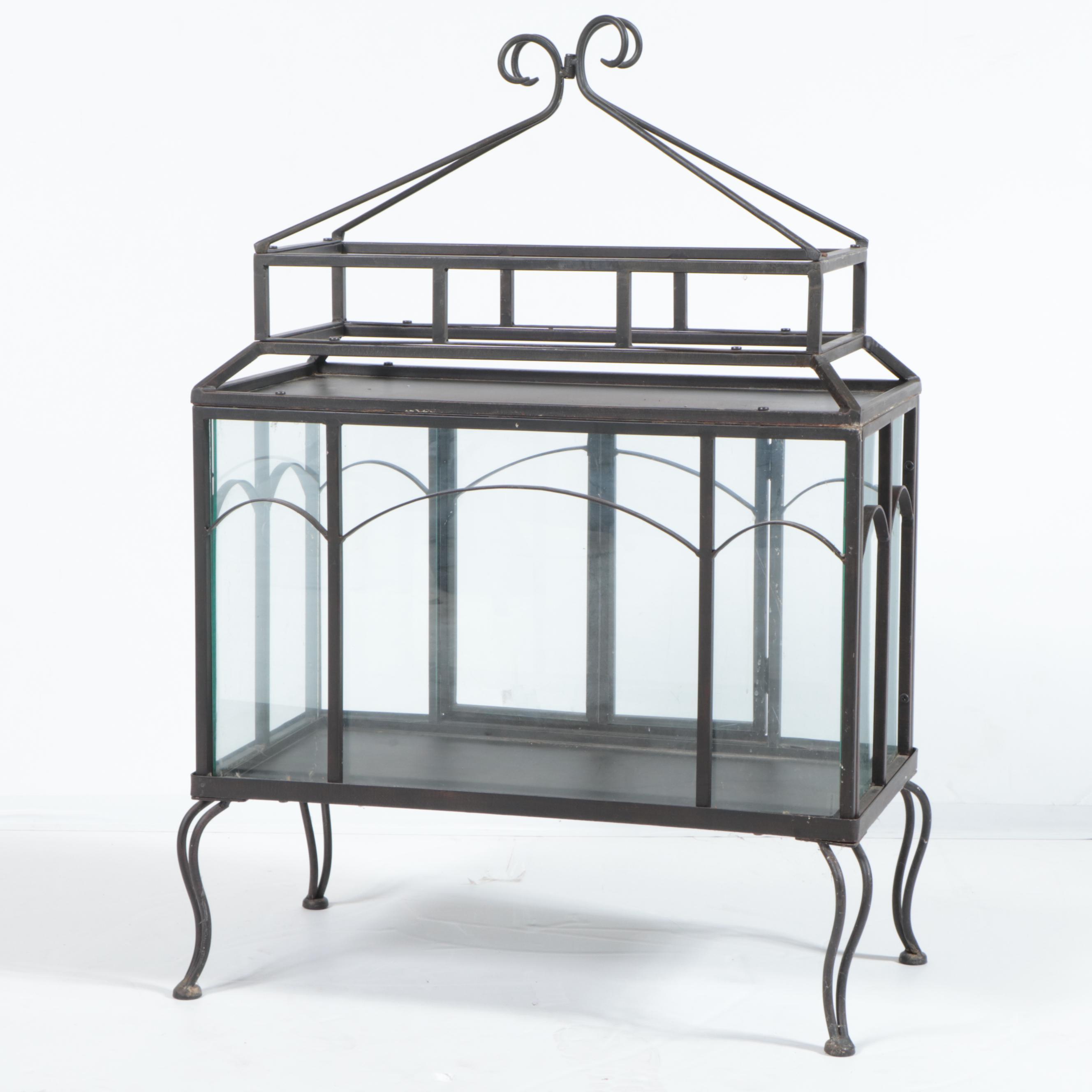 Wrought Iron and Glass Terrarium, Late 20th Century
