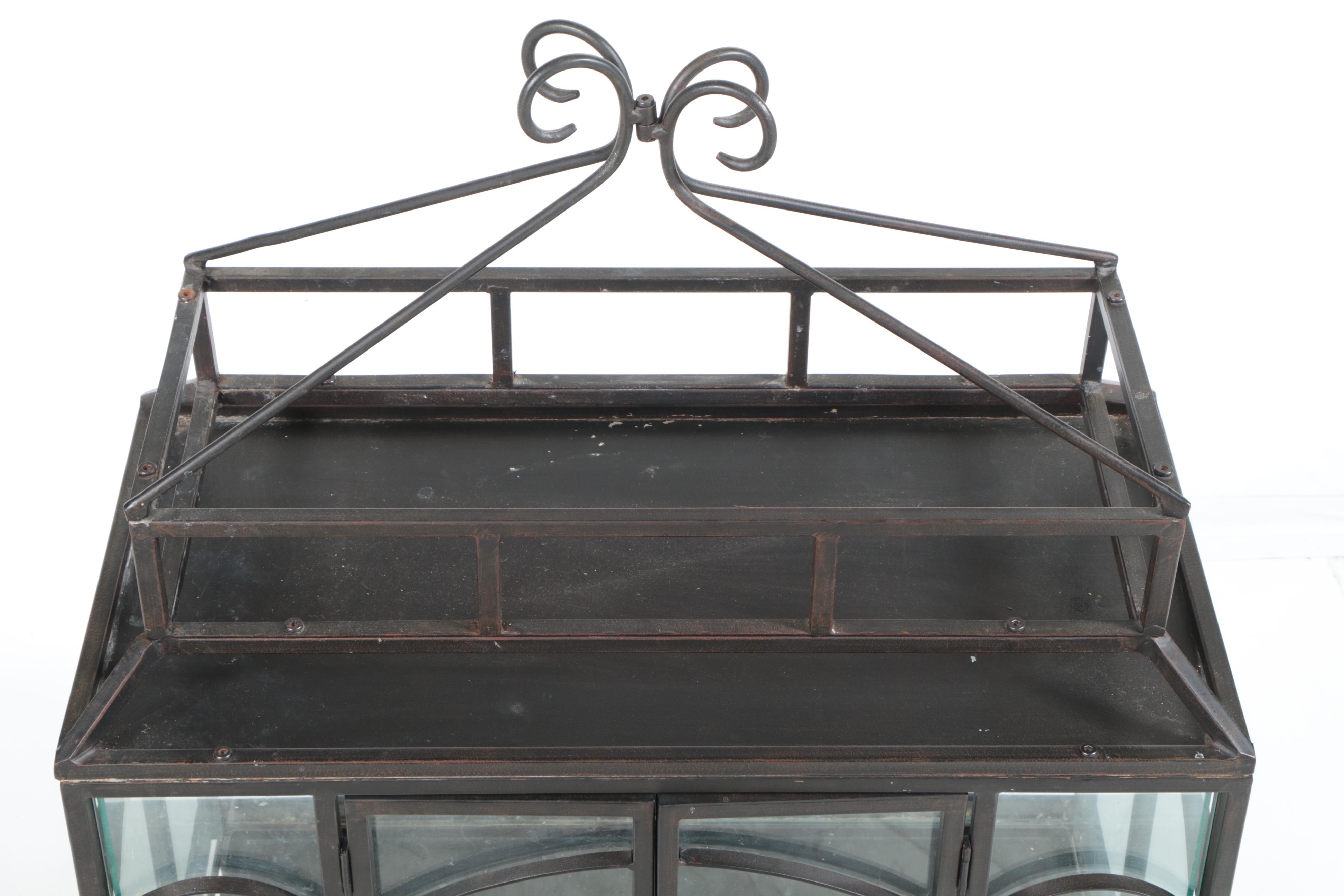 Wrought Iron and Glass Terrarium, Late 20th Century