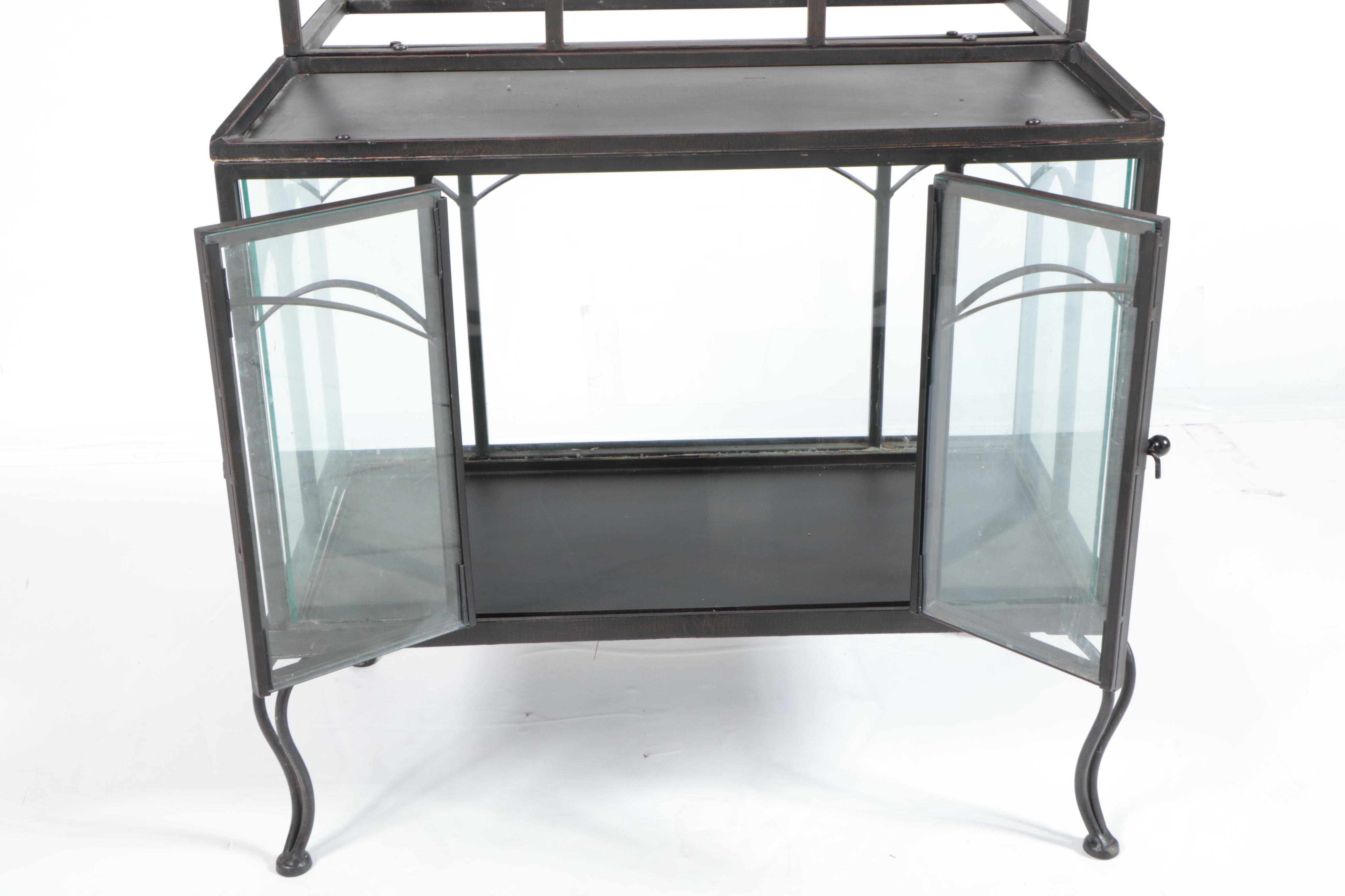 Wrought Iron and Glass Terrarium, Late 20th Century