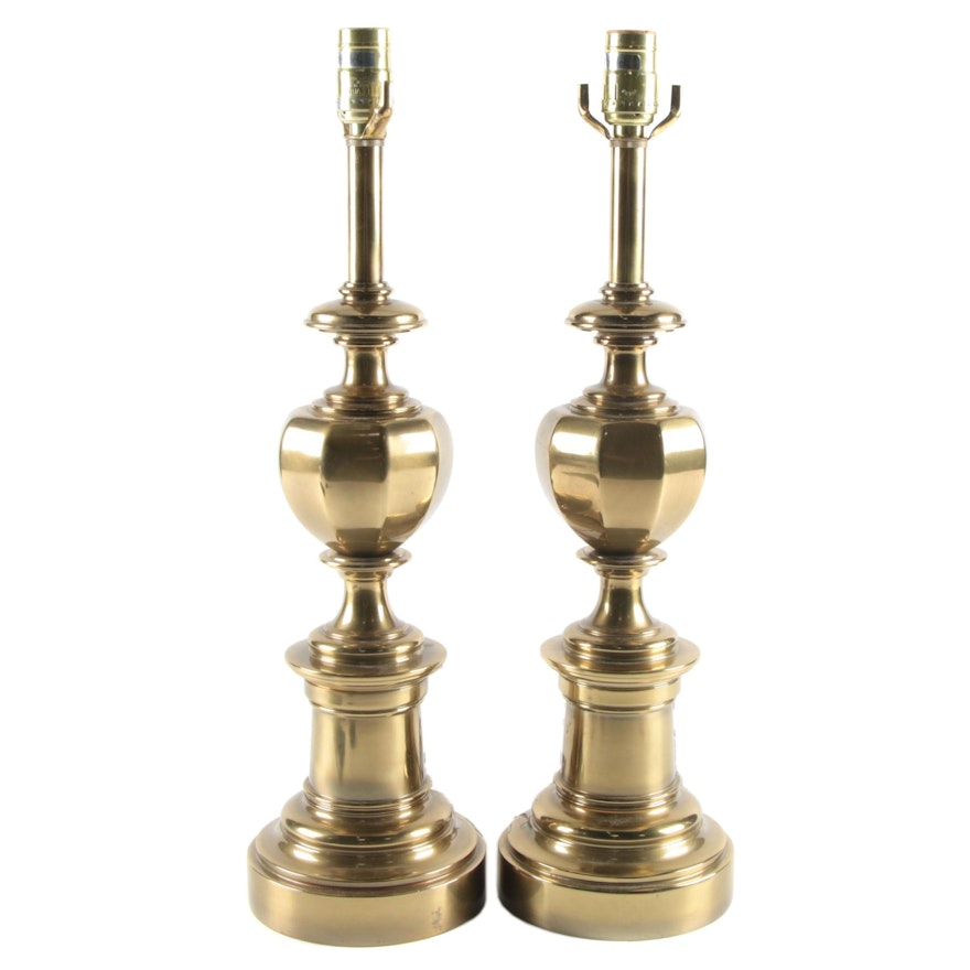 Stiffel Brass Neoclassical Style Table Lamp Bases, Mid to Late 20th Century