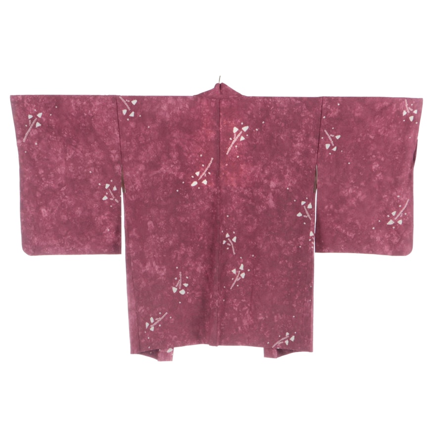 Shibori Accented Silk Haori, Shōwa Period