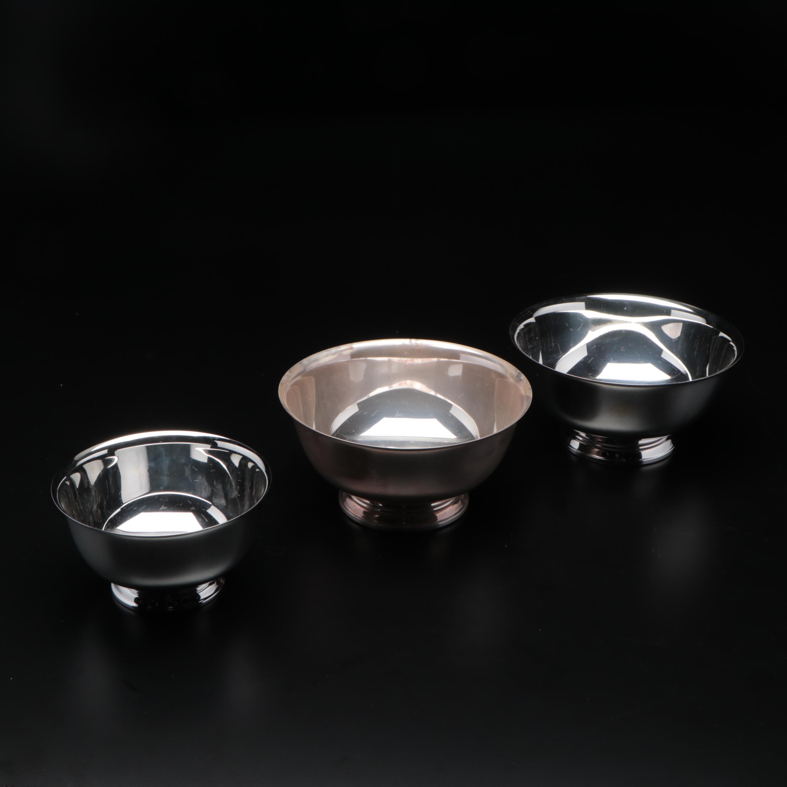 Leonard and International Silver Plate Serving Trays, Cocktail Trays and Bowls