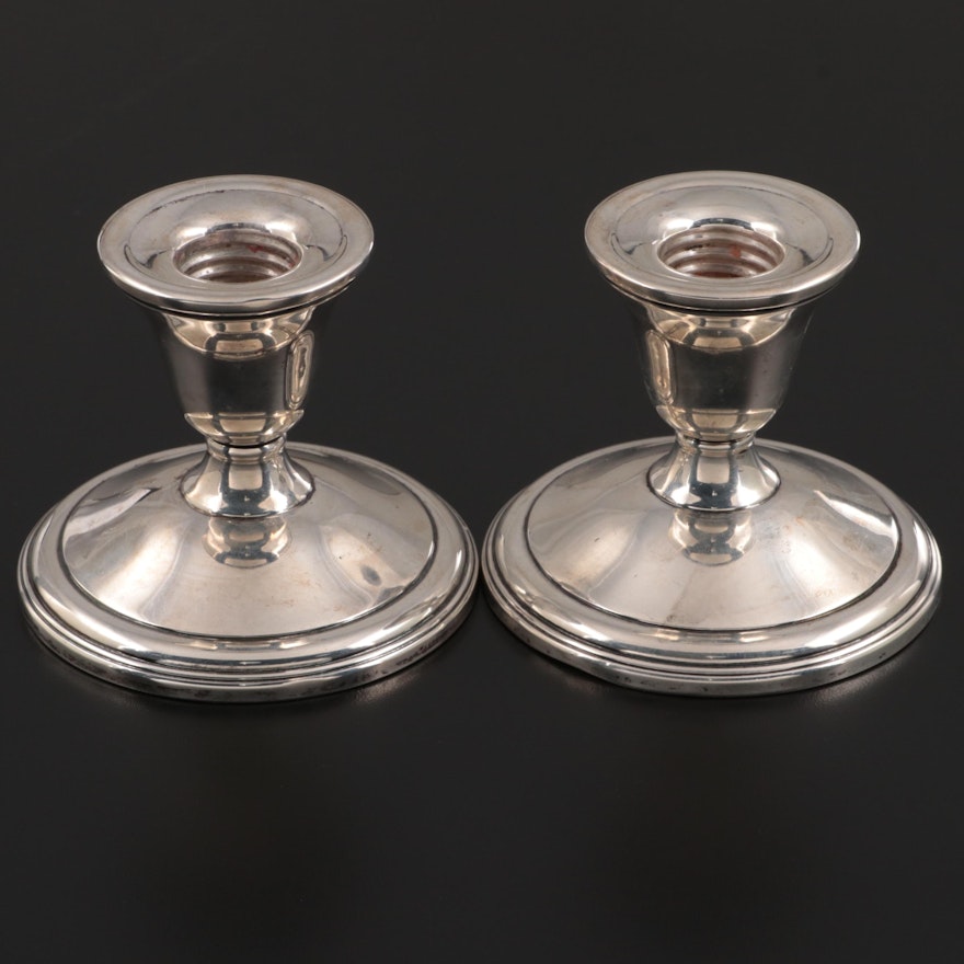 Pair of La Pierre Weighted Sterling Silver Candlesticks, Early to Mid-20th C.