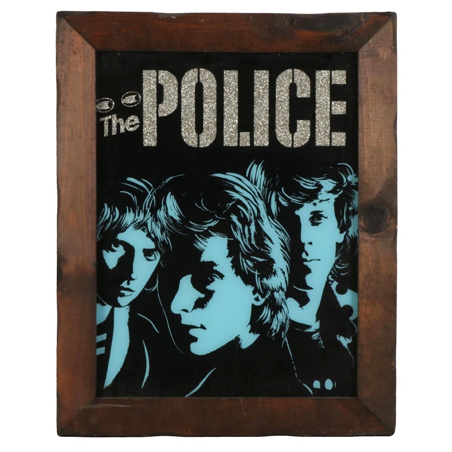 The Police Reggatta de Blanc Poster With Glitter Letters In Wooden Frame