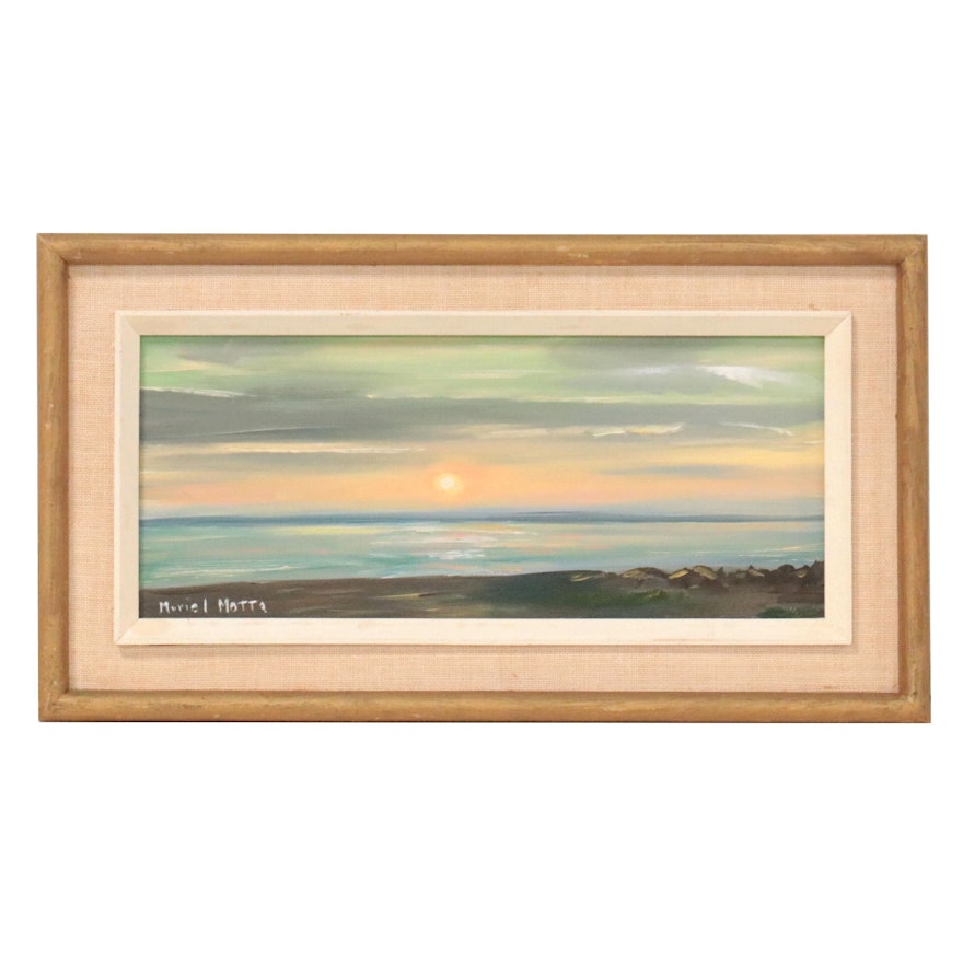 Oil Painting of a Sunset Seascape, 21st Century