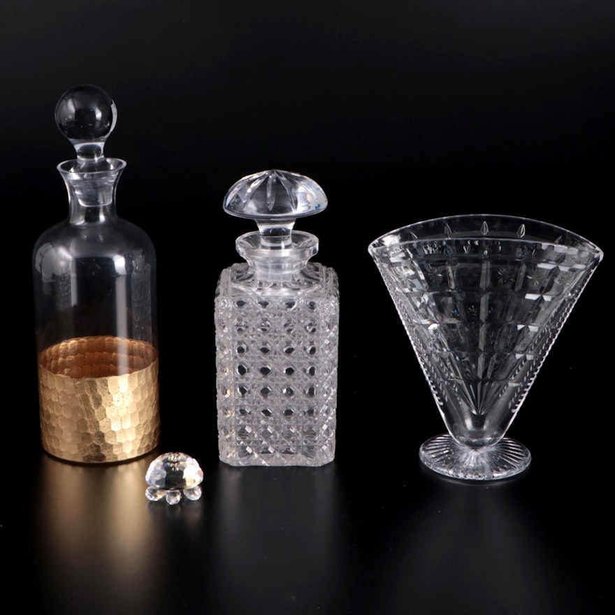 Fitz & Floyd "Daphne" Gold Leaf Glass Decanter, Crystal Vase, Decanter, Turtle