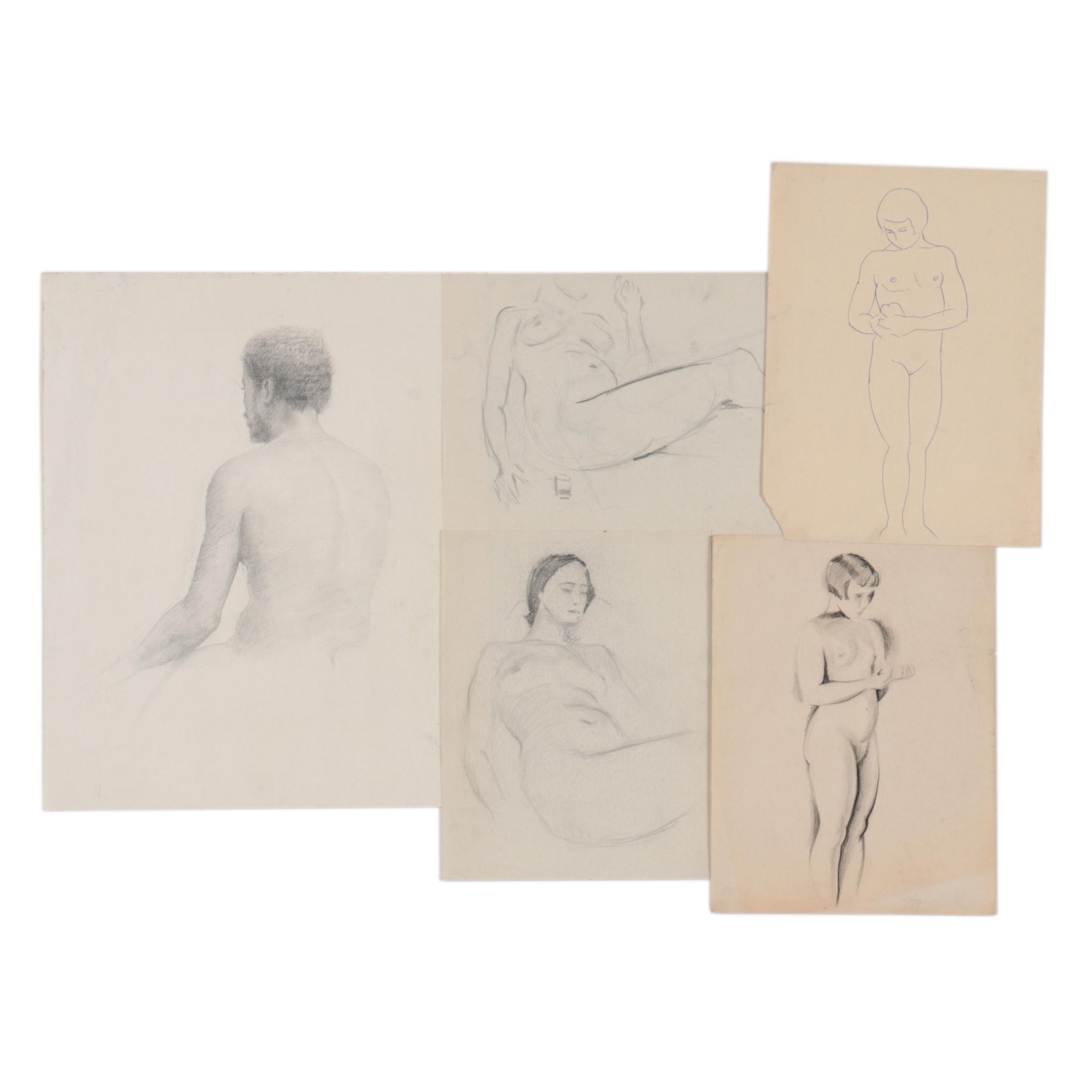 Edmond J. Fitzgerald Figural Nude Drawings, Mid-20th Century