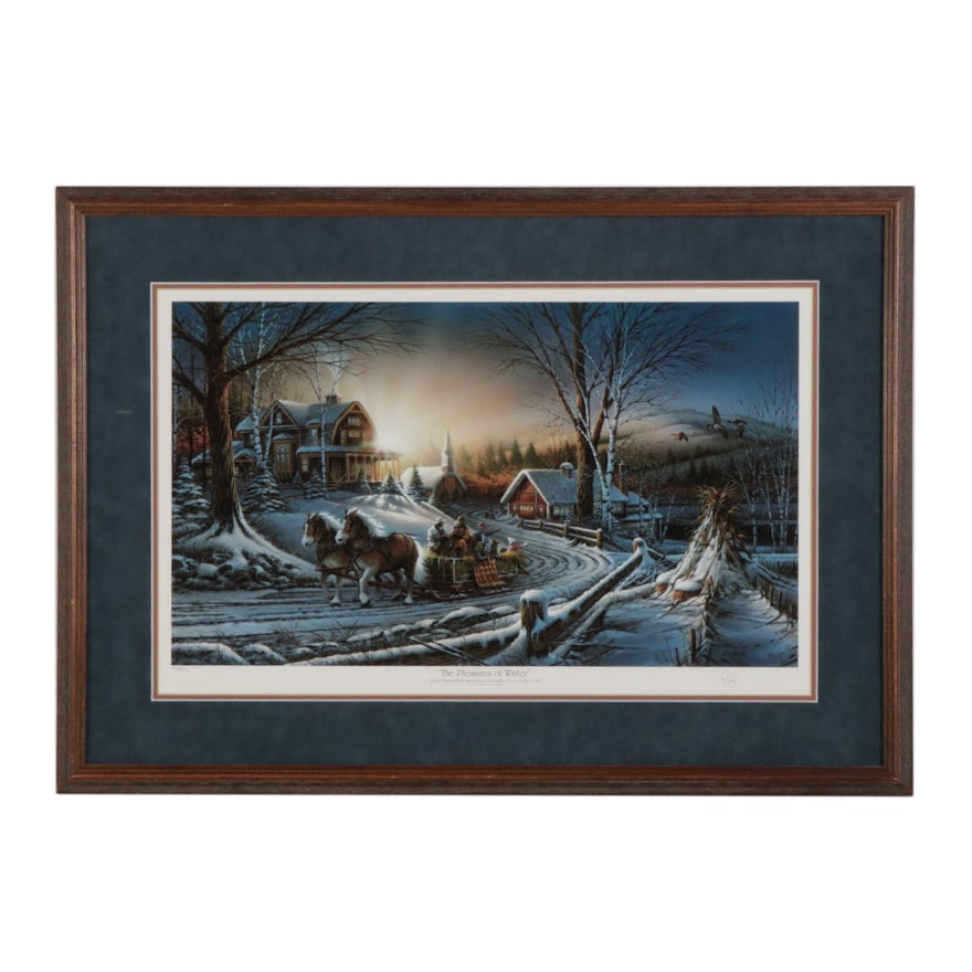 Terry Redlin Offset Lithograph "The Pleasures of Winter," 1991