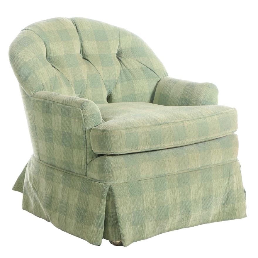 Button Tufted Upholstered Rounded Back Armchair
