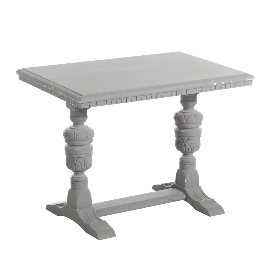 Victorian Style Painted Wood Trestle Side Table