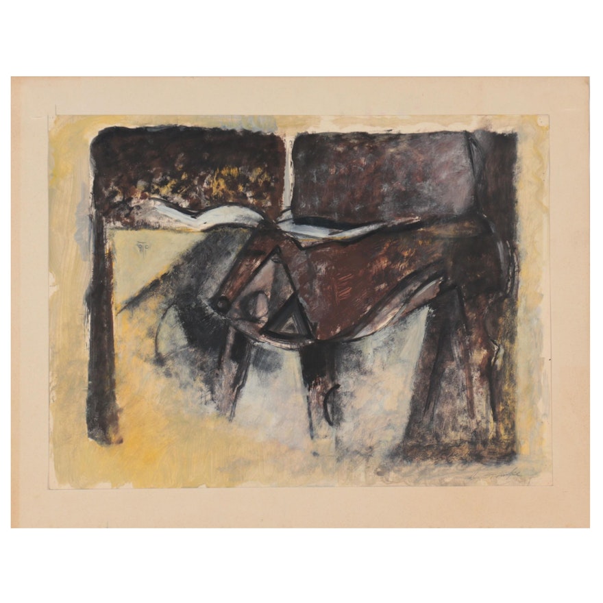 Walter Stomps Abstract Oil Painting, 1958