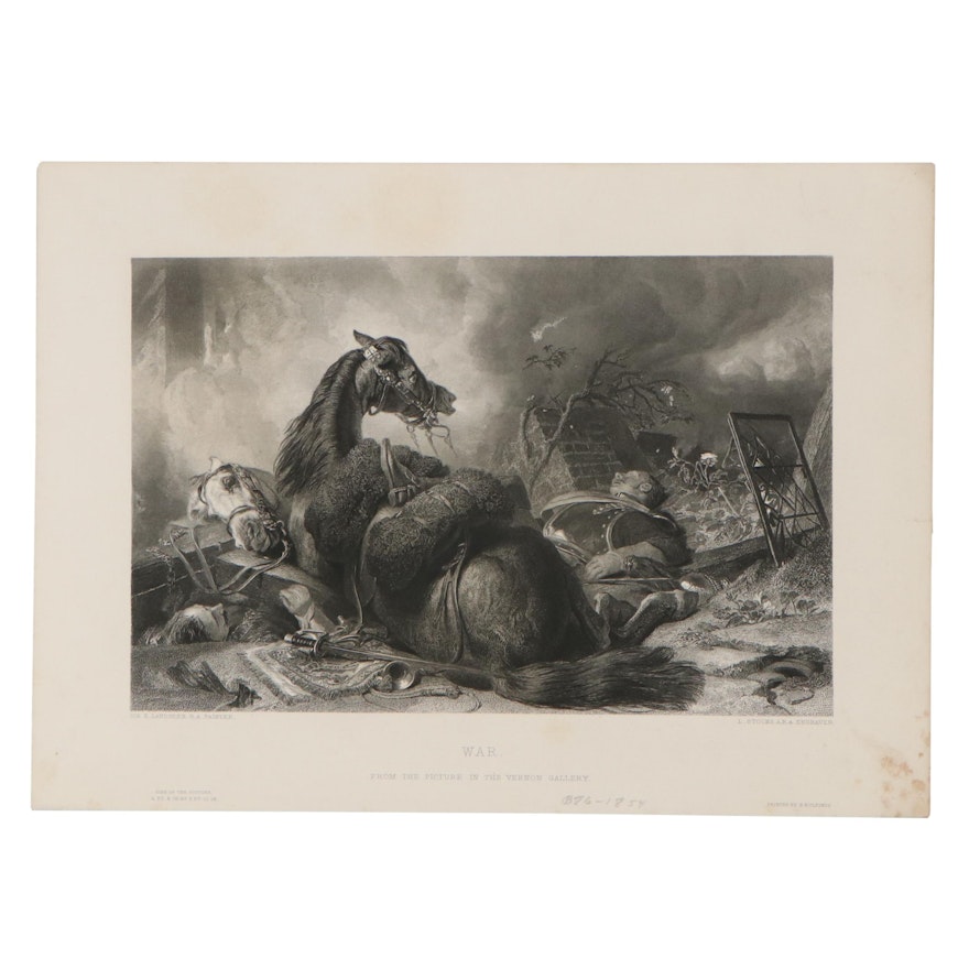 Lumb Stocks Engraving After Sir Edwin Landseer "War," 1854