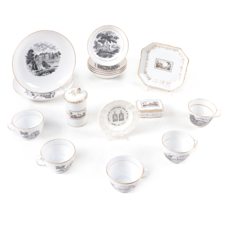 Richard Ginori Porcelain Trinket Boxes and Dish with Other Tableware