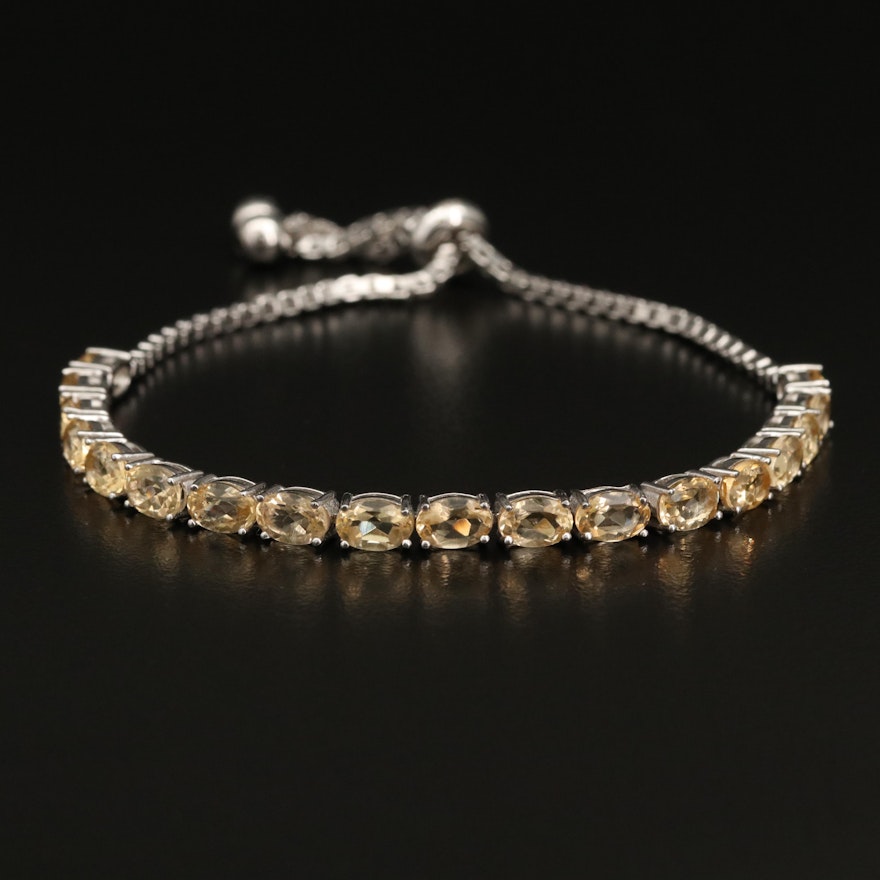 Sterling Silver Citrine Bolo Link Bracelet