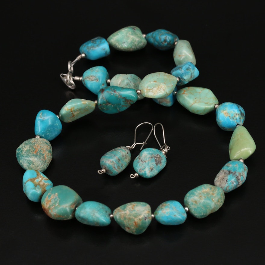 Sterling Turquoise Necklace and Earrings