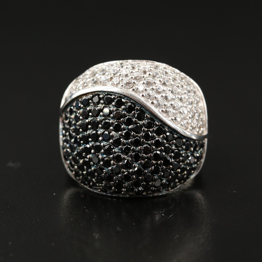 Sterling Pavé Black Spinel and Zircon Ring
