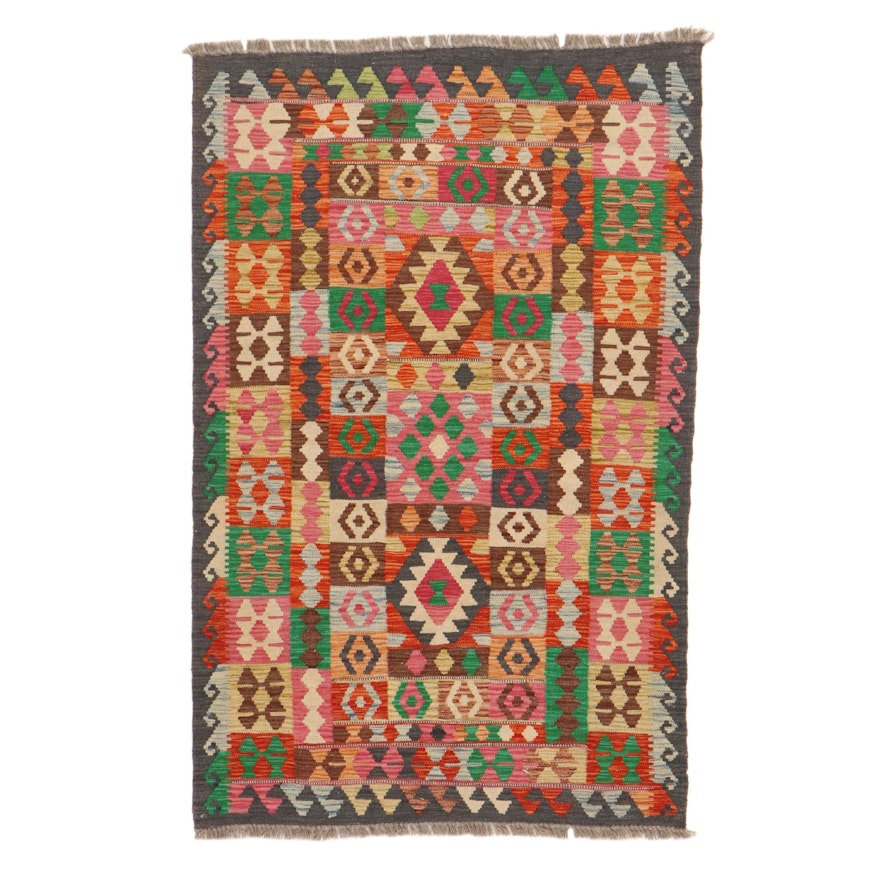 3'5 x 5'5 Handwoven Turkish Caucasian Kilim Rug, 2010s