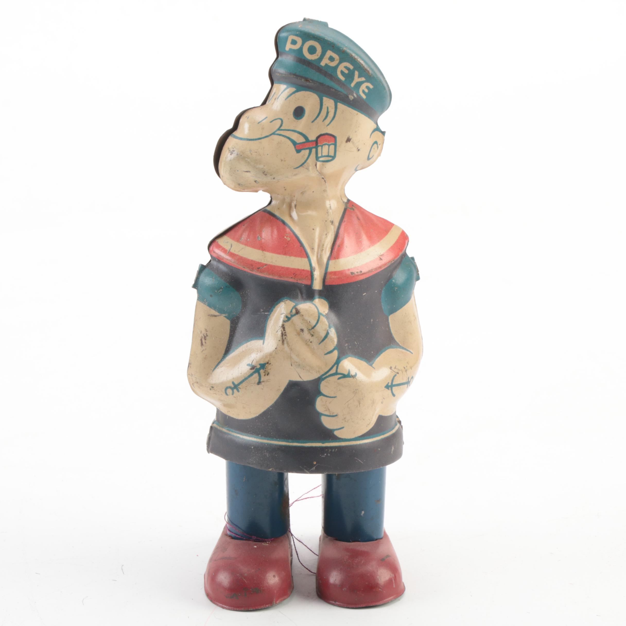 J. Chein & Co. "Popeye" Tin Lithograph Wind-Up Toys and Dime Bank, 1932 and 1956