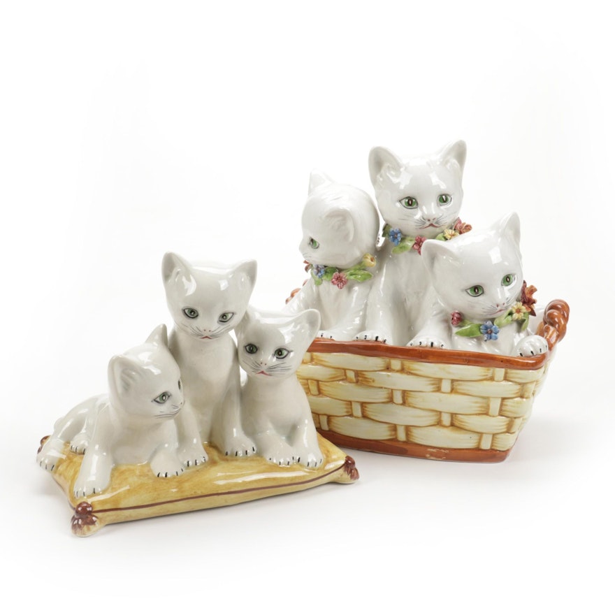Italian Ceramic Cat Figurines