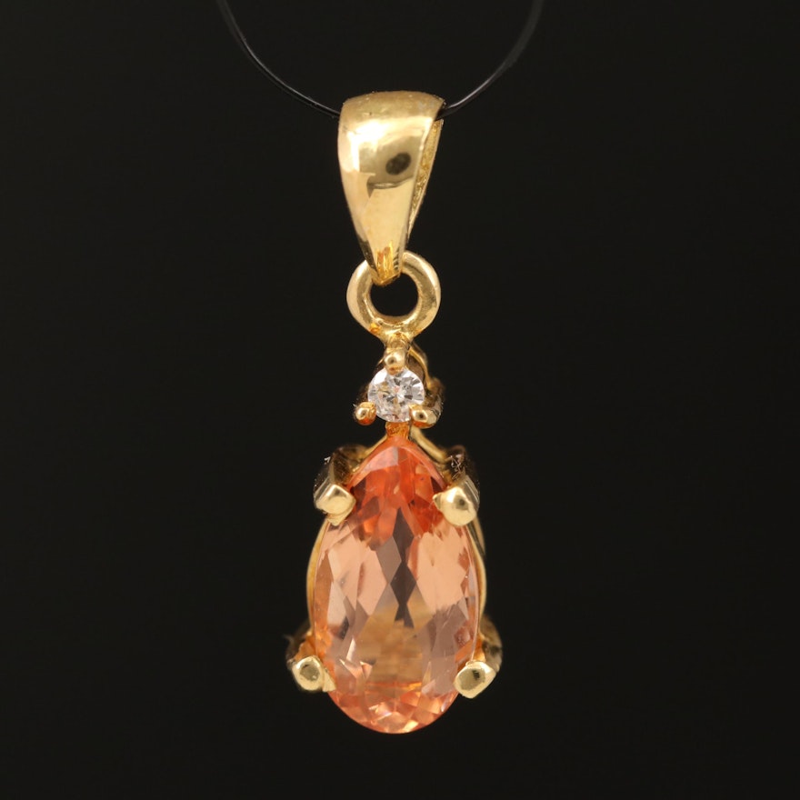 18K Topaz and Diamond Pendant