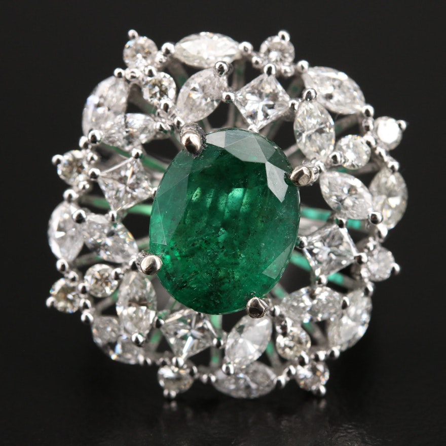 14K 3.85 CT Emerald and 2.65 CTW Diamond Ring