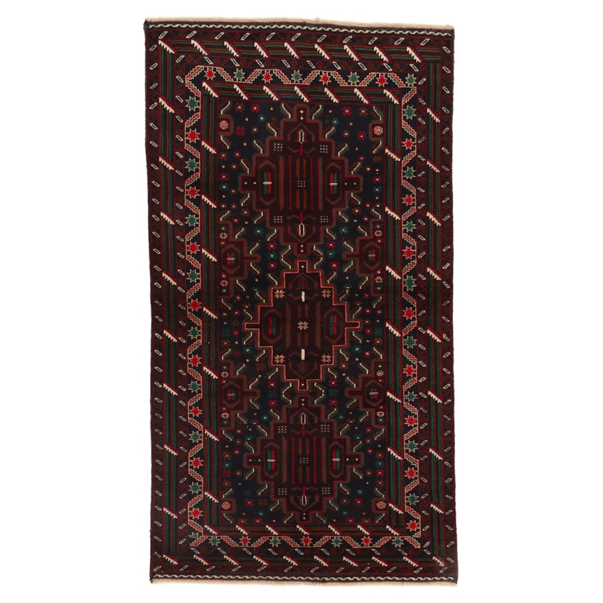 4'1 x 7'7 Hand-Knotted Persian Baluch Rug, 2000s