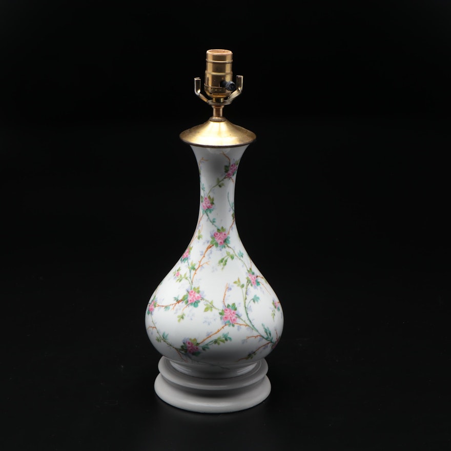 Hand-Painted Floral Porcelain Vase Table Lamp