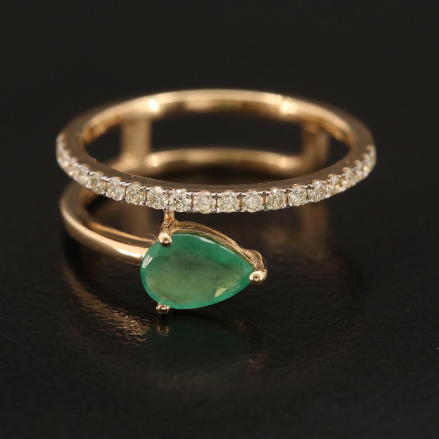 18K Emerald and Diamond Ring