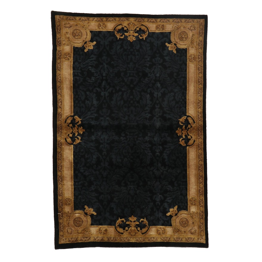 4' x 6'1 Hand-Knotted Sino-French Savonnerie Rug, 2010s