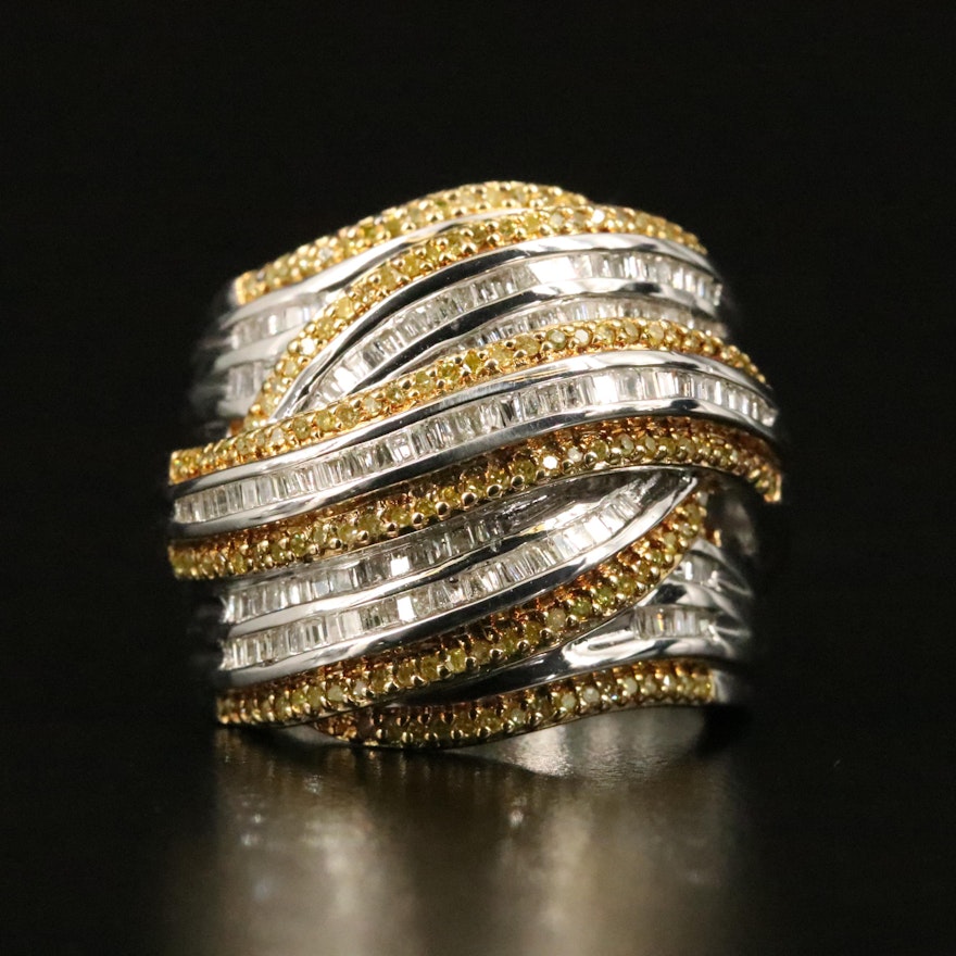 Sterling 1.00 CTW Diamond Wave Crossover Ring
