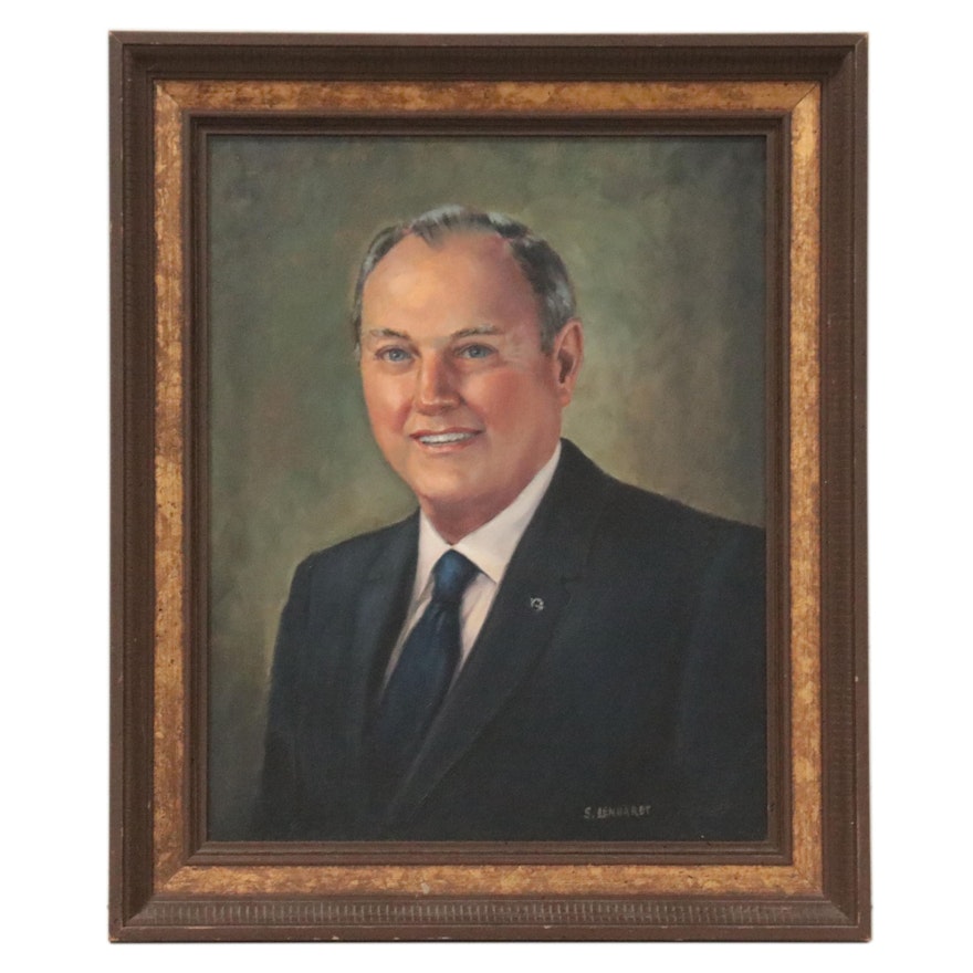 Portrait Oil Painting of a Man in a Suit, Mid-Late 20th Century