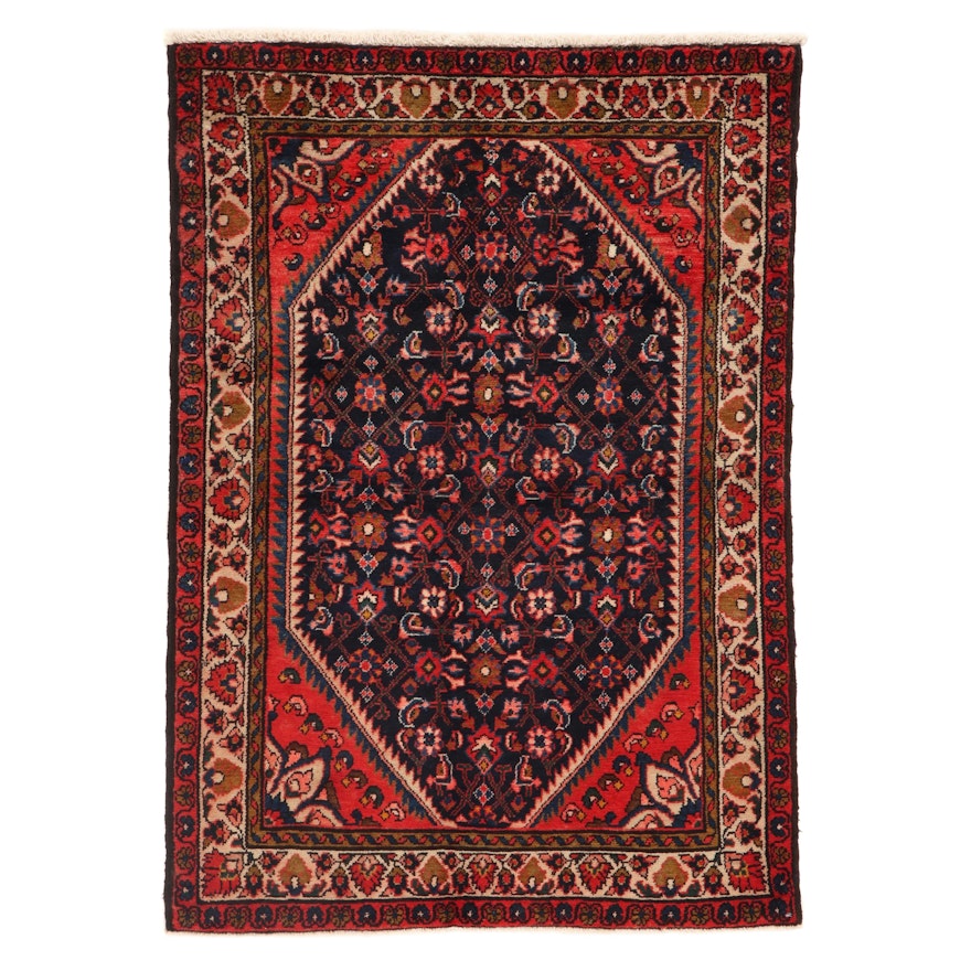 3'5 x 4'11 Hand-Knotted Persian Malayer Rug, 1920s