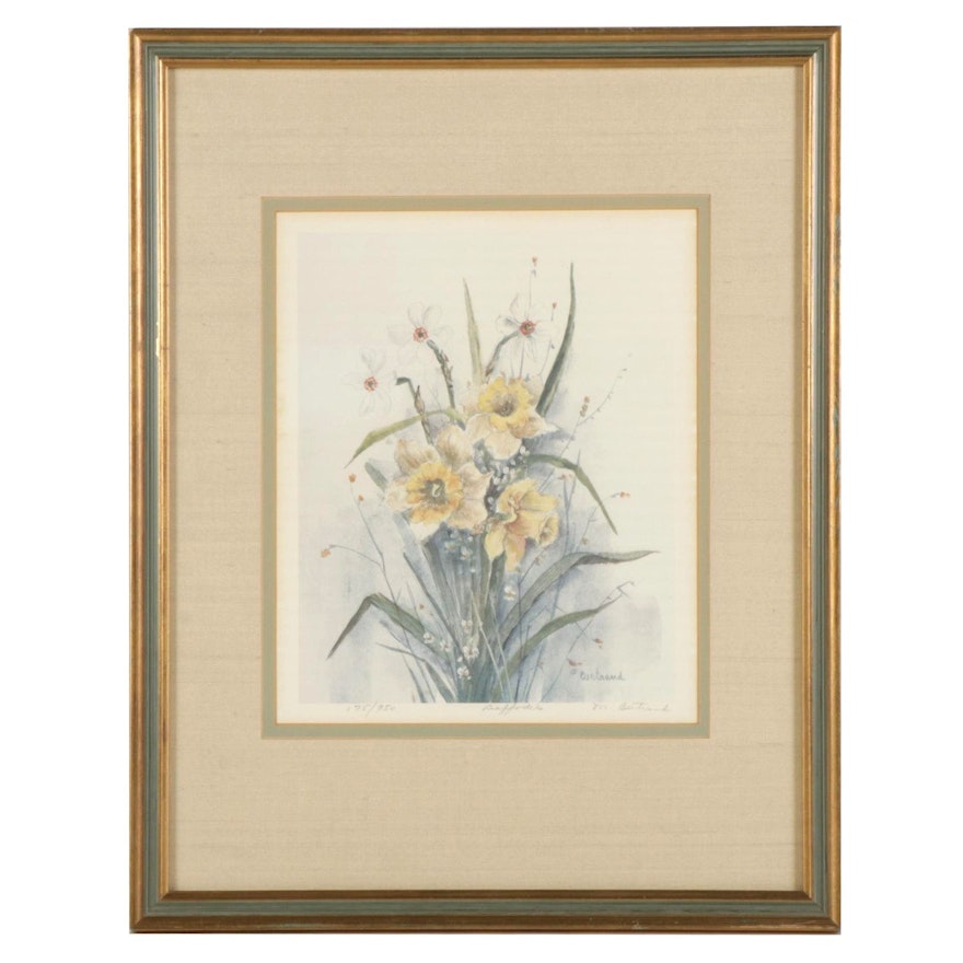 Mary Bertrand Offset Lithograph "Daffodils," Late 20th Century