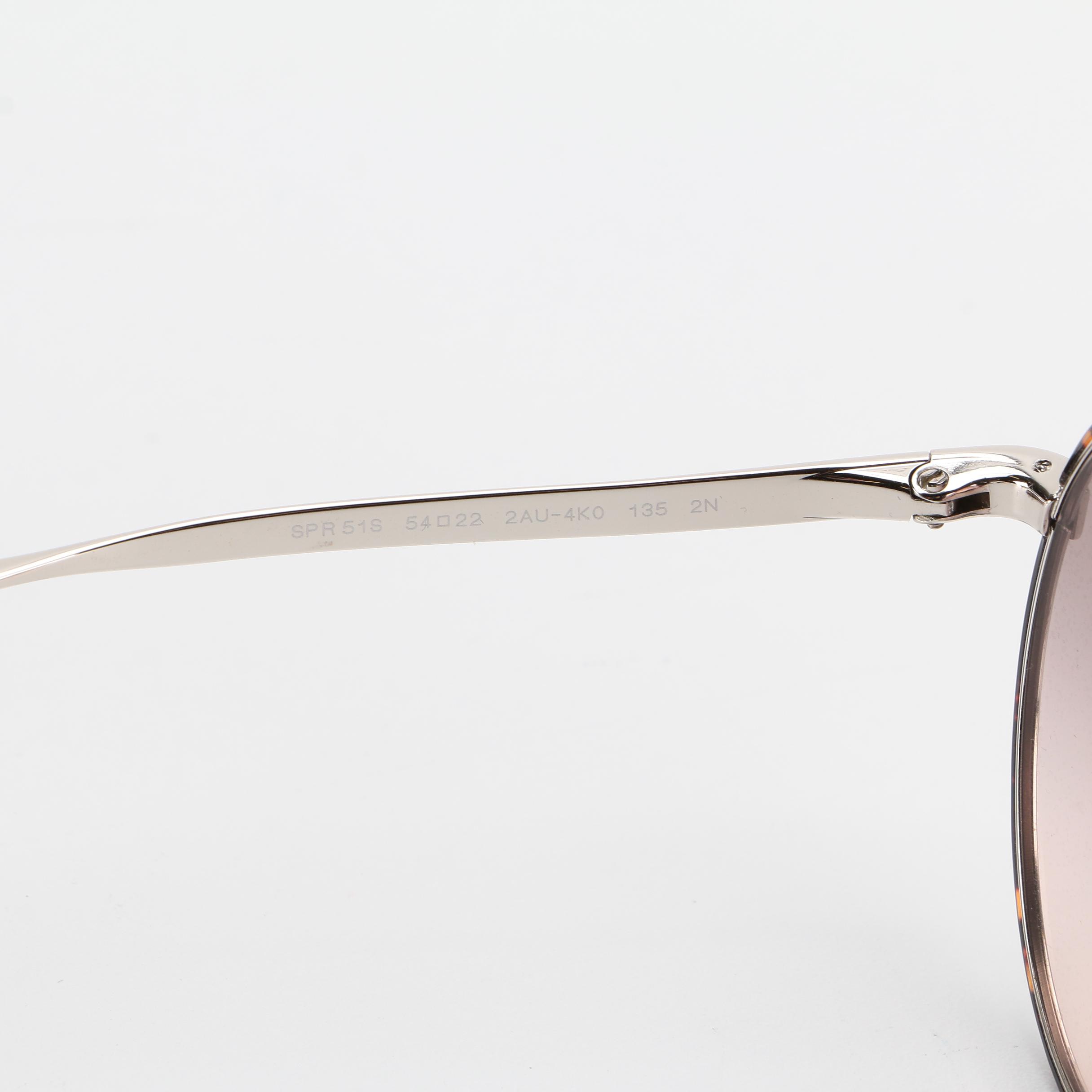 Prada SPR51S Round Browline Sunglasses in Pink and Tortoise with Case