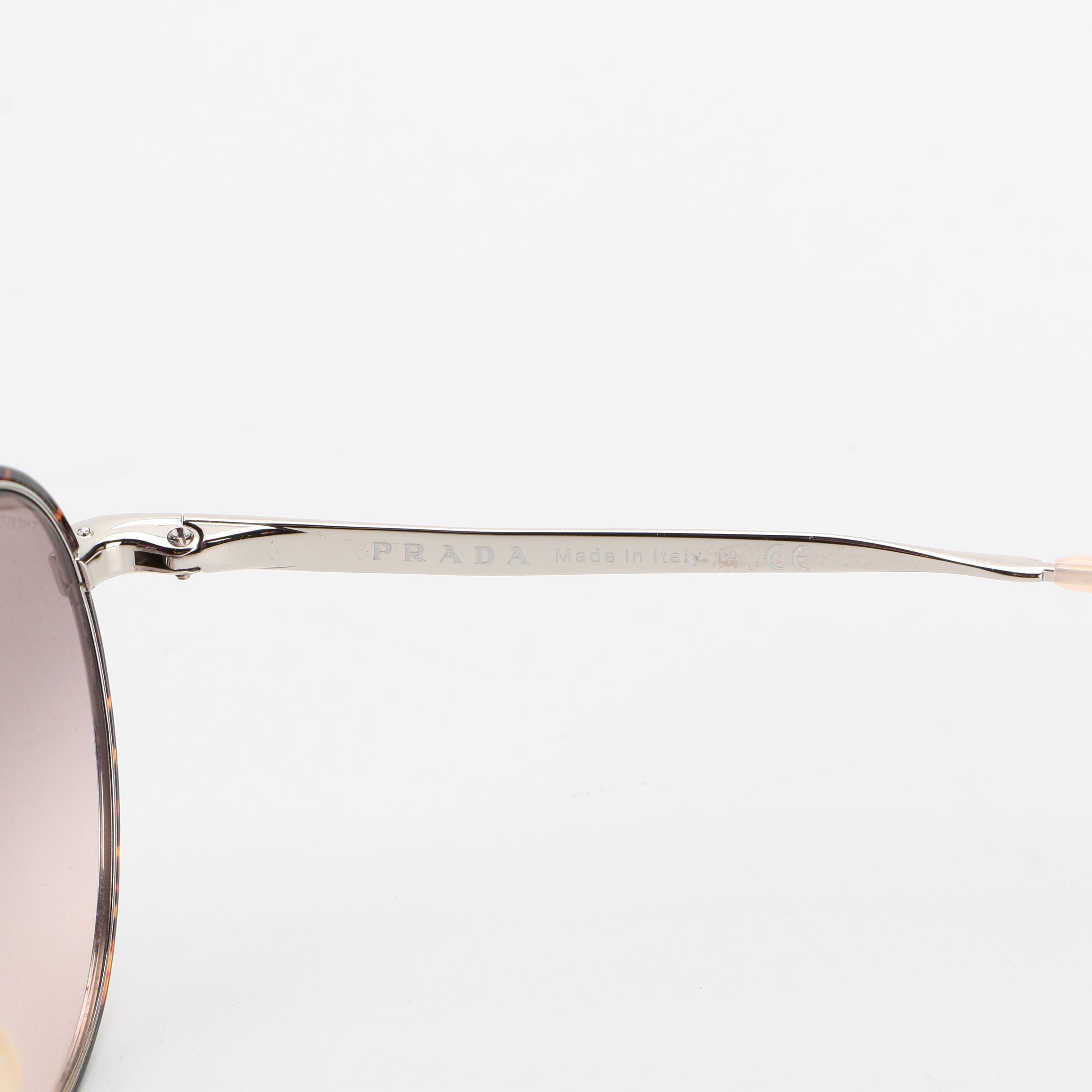 Prada SPR51S Round Browline Sunglasses in Pink and Tortoise with Case