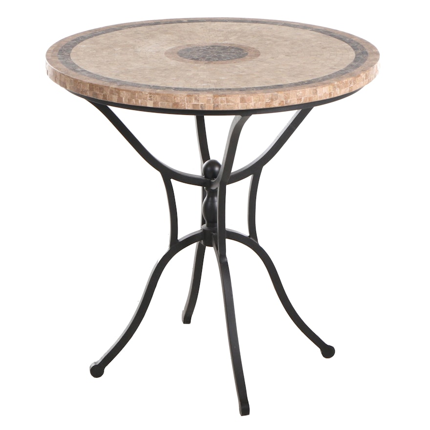 Arhaus occasional Table with Mosaic Tile-Top and Scrolled Metal Base Table