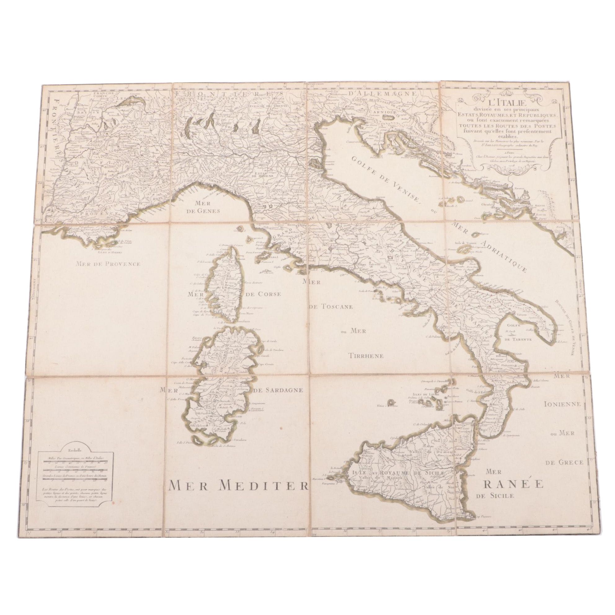 French Language Map of the Mediterranean, 18th Century