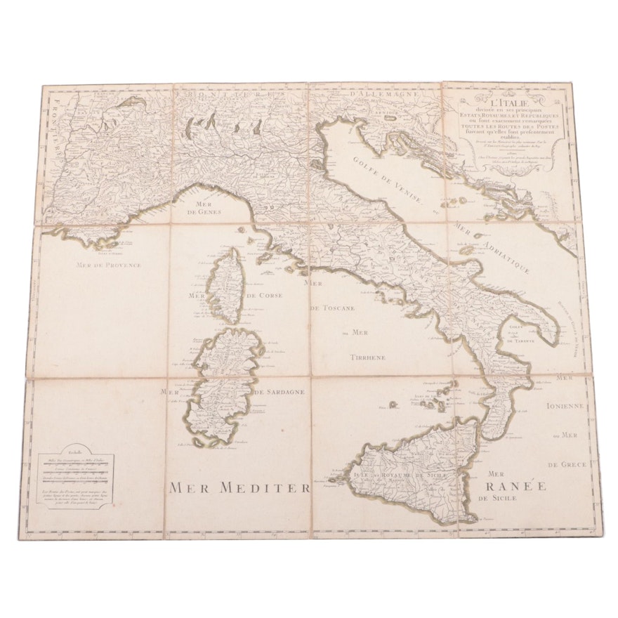 French Language Map of the Mediterranean, 18th Century