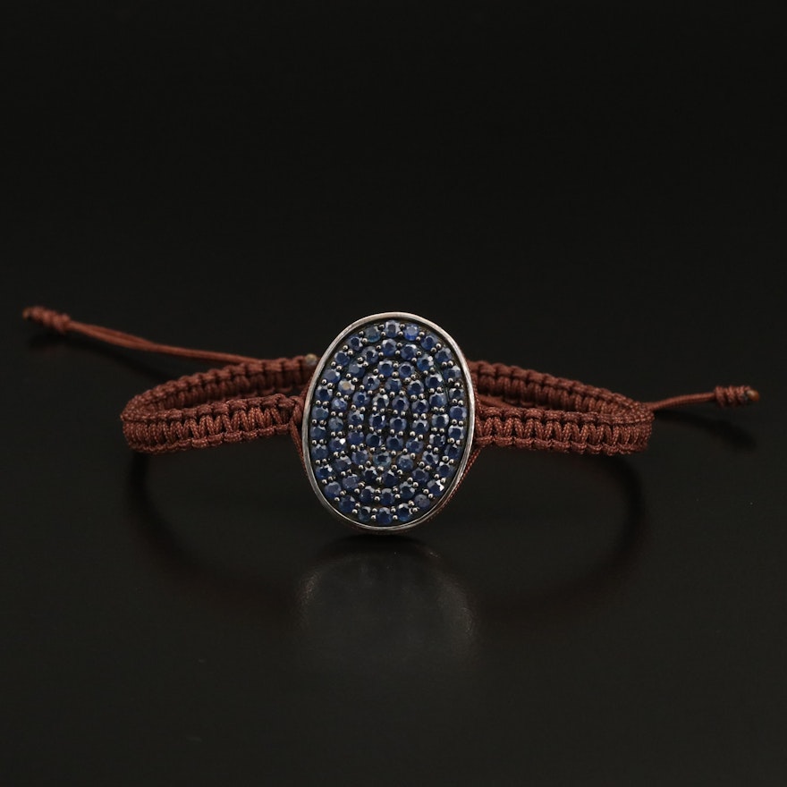 Sterling Sapphire Cluster Pendant Bracelet