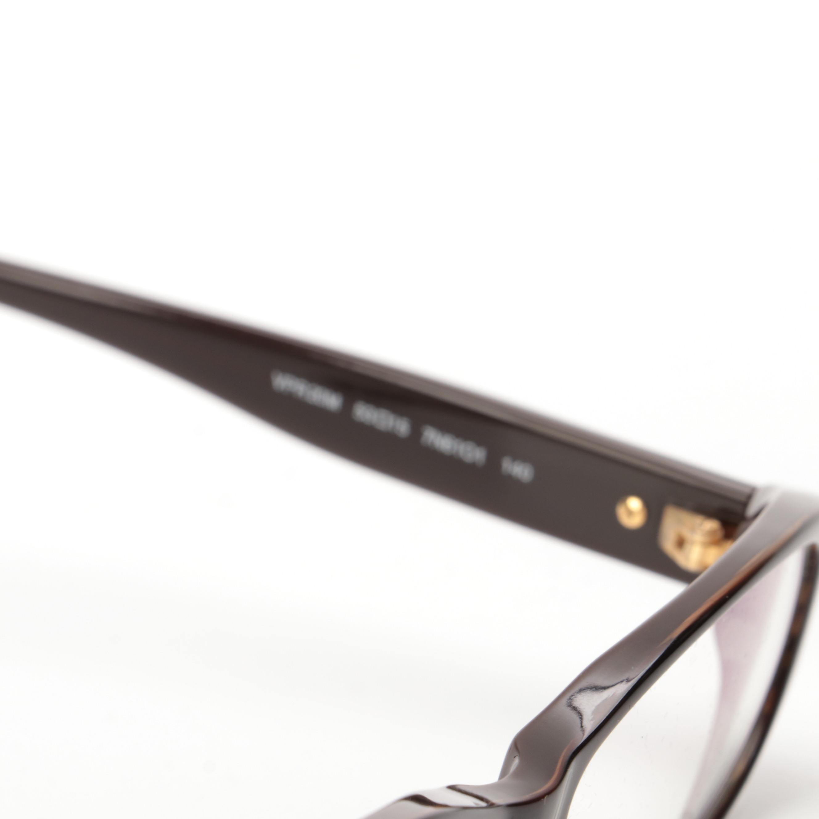 Prada VPR20M Oval Eyeglasses in Brown Acetate with Case