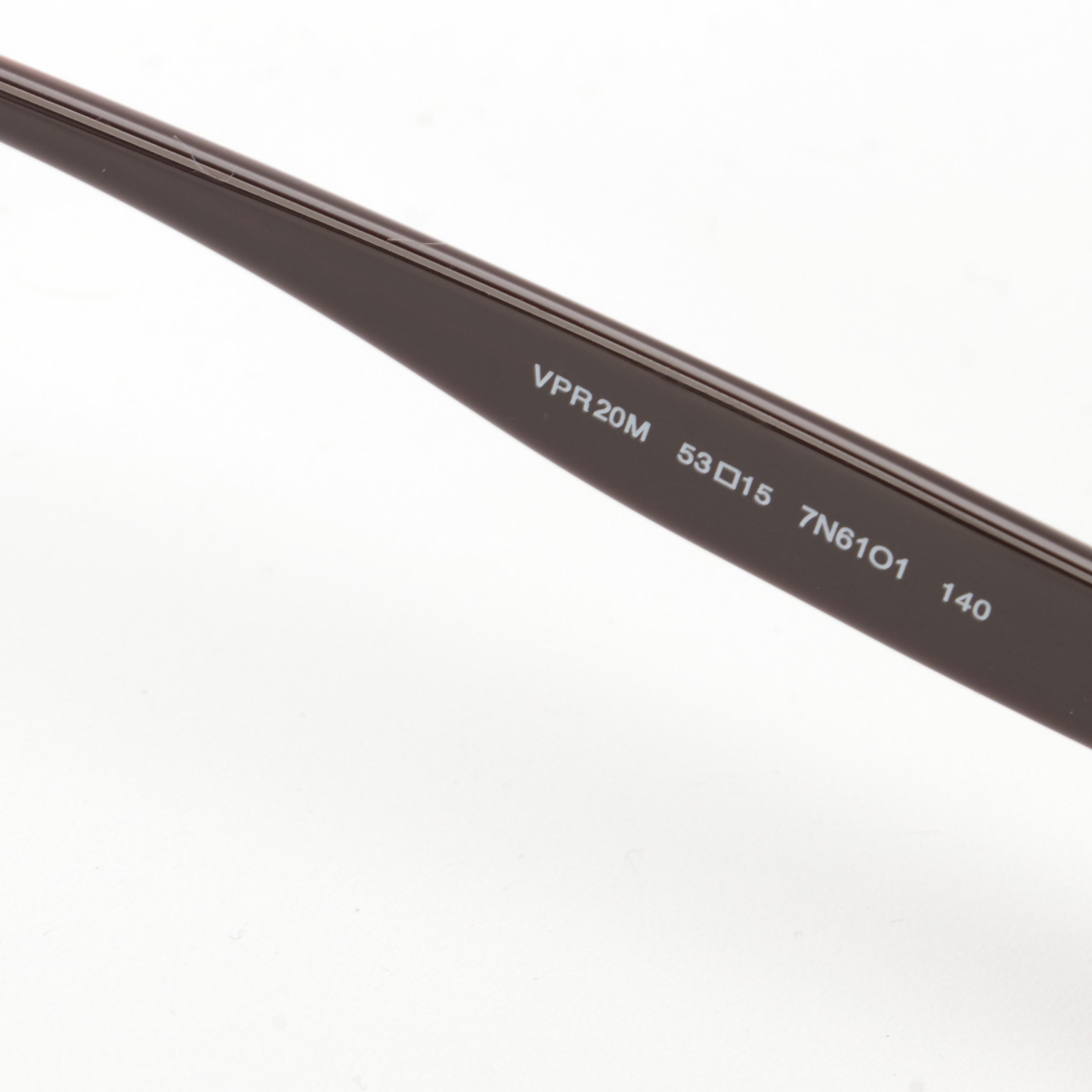 Prada VPR20M Oval Eyeglasses in Brown Acetate with Case