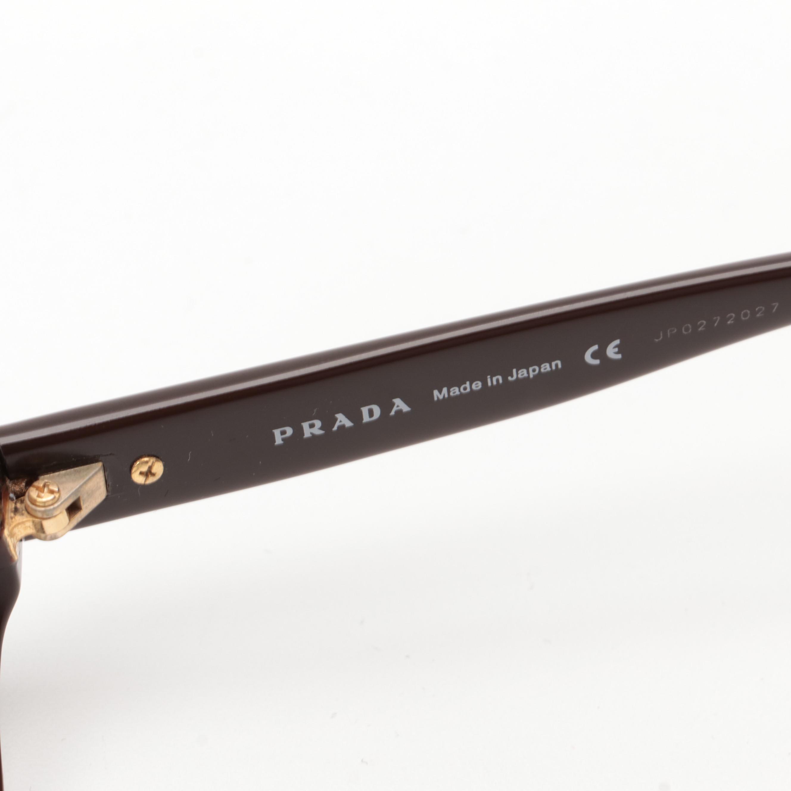 Prada VPR20M Oval Eyeglasses in Brown Acetate with Case