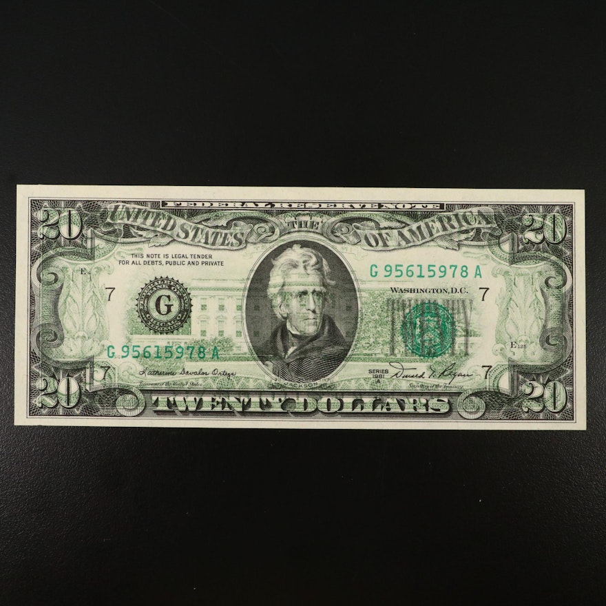 $20 Overprint Error Federal Reserve Note, 1981