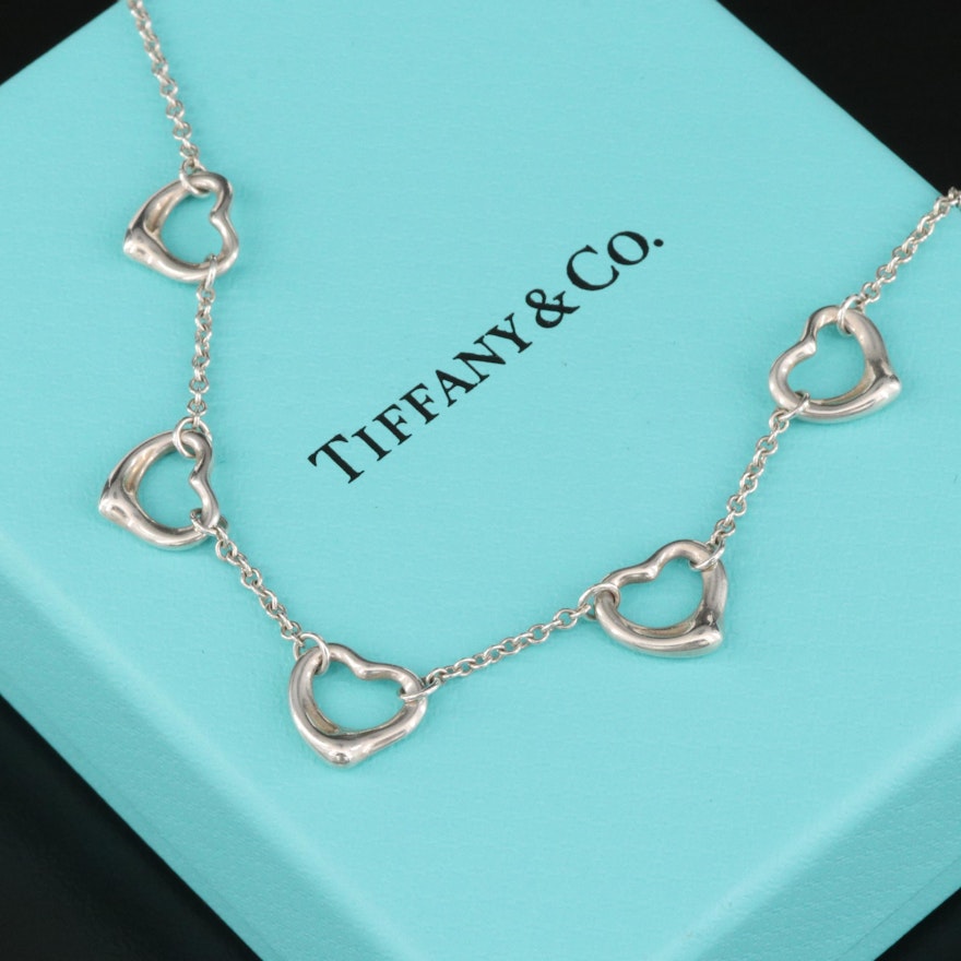 Elsa Peretti for Tiffany & Co. "Open Heart" Sterling Station Necklace
