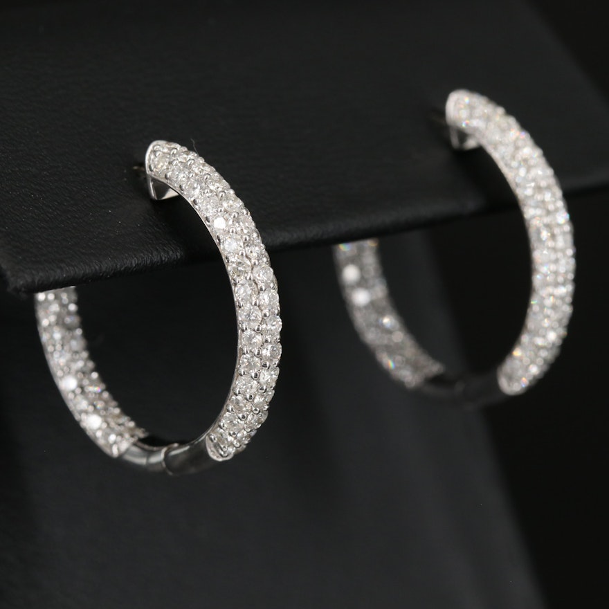 14K 2.53 CTW Diamond Inside-Out Hoop Earrings
