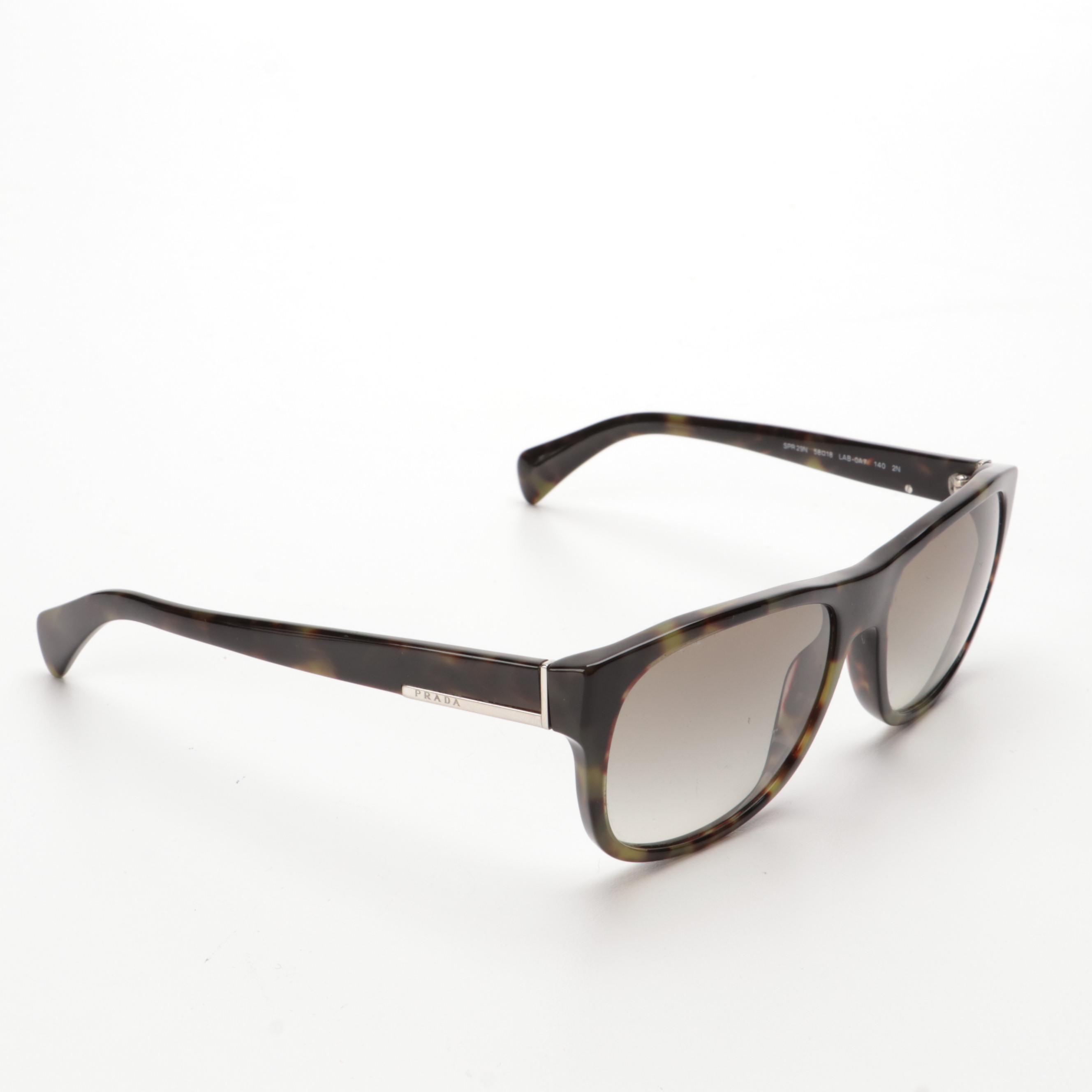 Prada SPR 29N Rectangular Sunglasses in Tortoise Acetate with Case